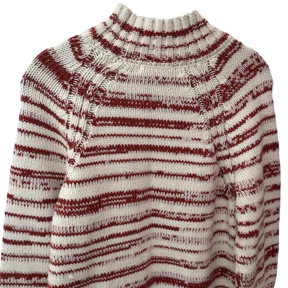 NEW Marine Layer Amy Mock Neck Sweater Color Chili Cream Marl Stripe Cozy Size M - Picture 7 of 12
